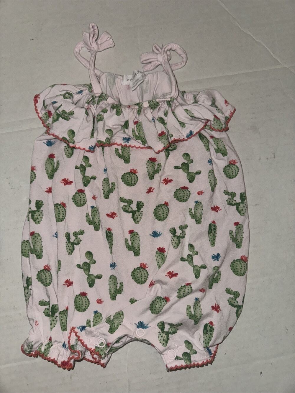 Mud Pie Baby Girl Romper with Cactus print Size 12-18 Months